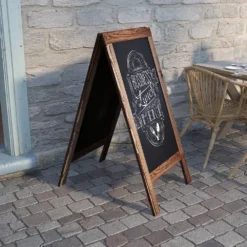 Emma And Oliver Burke Weathered 40"x20" Vintage Double-Sided Folding Magnetic Chalkboard With 8 Chalk Markers, 10 Chalkboard Stencils, Eraser, And 2 Rustic Magnets -Home furnishings 5985045 ALT2