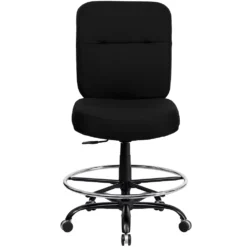 Emma And Oliver 400 Lb. Big & Tall Black LeatherSoft Ergonomic Drafting Chair -Home furnishings 5985046 ALT