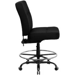 Emma And Oliver 400 Lb. Big & Tall Black LeatherSoft Ergonomic Drafting Chair -Home furnishings 5985046 ALT3