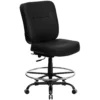 Emma And Oliver 400 Lb. Big & Tall Black LeatherSoft Ergonomic Drafting Chair -Home furnishings 5985046 Black Leathersoft