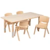 Emma And Oliver 23.625"W X 47.25"L Red Plastic Activity Table Set-4 Chairs 1 Emma And Oliver 23.625"W X 47.25"L Red Plastic Activity Table Set-4 Chairs -Home furnishings 5985544 Natural