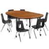 Emma And Oliver Mobile 76" Oval Wave Activity Table Set-16" Student Stack Chairs, Oak/Black 2 Emma And Oliver Mobile 76" Oval Wave Activity Table Set-16" Student Stack Chairs, Oak/Black -Home furnishings 5985554 Oak