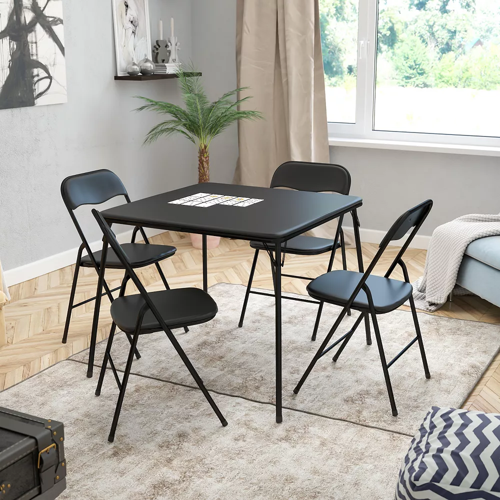 Emma And Oliver 5 Piece Black Folding Game Room Card Table And Chair Set 4 Emma And Oliver 5 Piece Black Folding Game Room Card Table And Chair Set - Image 2