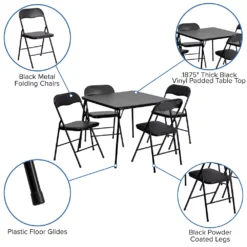 Emma And Oliver 5 Piece Black Folding Game Room Card Table And Chair Set 8 Emma And Oliver 5 Piece Black Folding Game Room Card Table And Chair Set -Home furnishings 5985557 ALT2