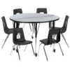 Emma And Oliver Mobile 47.5" Circle Wave Activity Table Set-16" Student Stack Chairs, Grey/Black -Home furnishings 5985558 Grey