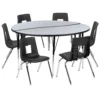 Emma And Oliver 60" Circle Wave Activity Table Set With 16" Student Stack Chairs, Grey/Black 2 Emma And Oliver 60" Circle Wave Activity Table Set With 16" Student Stack Chairs, Grey/Black -Home furnishings 5985561 Grey