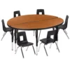 Emma And Oliver 47.5" Circle Wave Activity Table Set With 14" Student Stack Chairs, Oak/Black 2 Emma And Oliver 47.5" Circle Wave Activity Table Set With 14" Student Stack Chairs, Oak/Black -Home furnishings 5985572 Oak