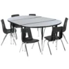 Emma And Oliver 76" Oval Wave Activity Table Set With 16" Student Stack Chairs, Grey/Black 1 Emma And Oliver 76" Oval Wave Activity Table Set With 16" Student Stack Chairs, Grey/Black -Home furnishings 5985573 Grey