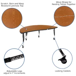 Emma And Oliver Mobile 86" Oval Wave Activity Table Set-14" Student Stack Chairs, Grey/Black 8 Emma And Oliver Mobile 86" Oval Wave Activity Table Set-14" Student Stack Chairs, Grey/Black -Home furnishings 5985588 ALT2