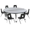 Emma And Oliver Mobile 60" Circle Wave Activity Table Set-14" Student Stack Chairs, Grey/Black 1 Emma And Oliver Mobile 60" Circle Wave Activity Table Set-14" Student Stack Chairs, Grey/Black -Home furnishings 5985595 Grey
