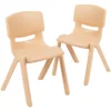 Emma And Oliver 2 Pack Natural Plastic Stack School Chair With 13.25"H Seat, K-2 School Chair -Home furnishings 5985671 Natural