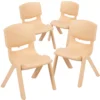 Emma And Oliver 4 Pack Blue Plastic Stack School Chair With 12" Seat Height - Kids Chair -Home furnishings 5985682 Natural