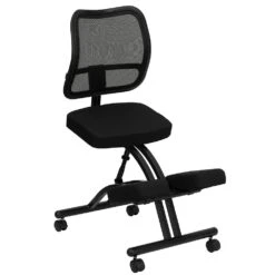 Emma And Oliver Mobile Ergonomic Kneeling Office Chair With Black Mesh Back