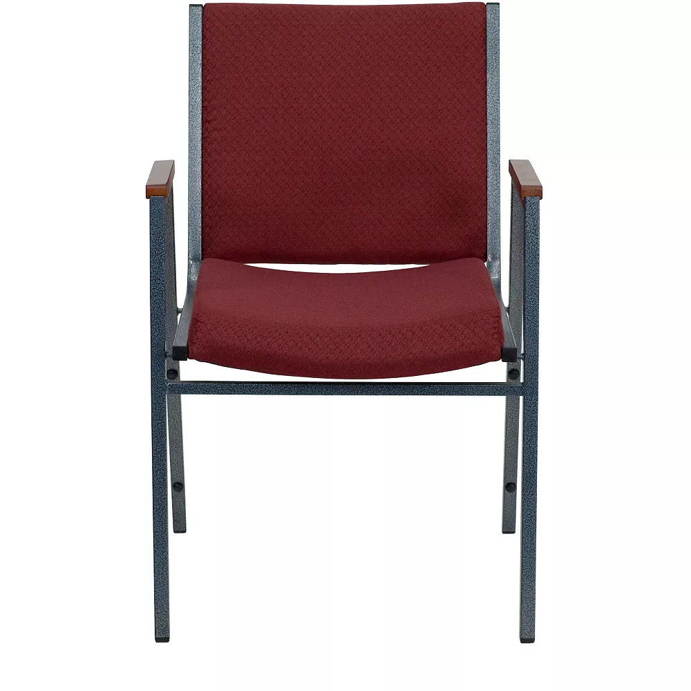 Emma And Oliver Heavy Duty Burgundy Patterned Fabric Stack Chair With Arms 5 Emma And Oliver Heavy Duty Burgundy Patterned Fabric Stack Chair With Arms - Image 3