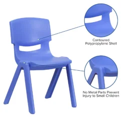 Emma And Oliver 4 Pack Blue Plastic Stack School Chair With 15.5"H Seat, 3rd-7th School Chair 8 Emma And Oliver 4 Pack Blue Plastic Stack School Chair With 15.5"H Seat, 3rd-7th School Chair -Home furnishings 5985693 ALT2