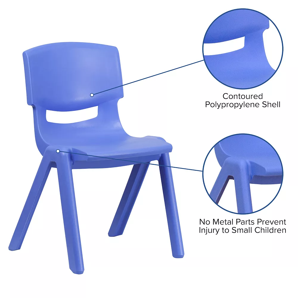 Emma And Oliver 4 Pack Blue Plastic Stack School Chair With 15.5"H Seat, 3rd-7th School Chair 5 Emma And Oliver 4 Pack Blue Plastic Stack School Chair With 15.5"H Seat, 3rd-7th School Chair - Image 3