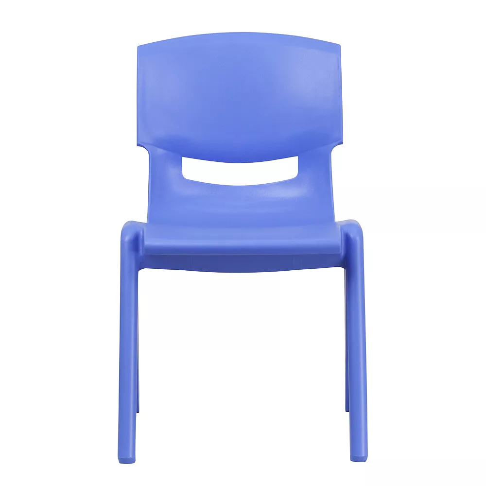 Emma And Oliver 4 Pack Blue Plastic Stack School Chair With 15.5"H Seat, 3rd-7th School Chair 6 Emma And Oliver 4 Pack Blue Plastic Stack School Chair With 15.5"H Seat, 3rd-7th School Chair - Image 4