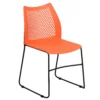 Emma And Oliver Home And Office Navy Sled Base Stack Chair With Air-Vent Back - Guest Chair -Home furnishings 5985695 Orange