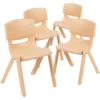 Emma And Oliver 4 Pack Green Plastic Stack School Chair With 13.25"H Seat, K-2 School Chair