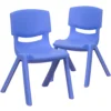 Emma And Oliver 2 Pack Natural Plastic Stackable School Chair With 12"H Seat, Preschool Seating -Home furnishings 5985700 Blue