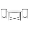 Emma And Oliver Marble Finish Table Set With Brushed Gold X Metal Frame-Coffee Table-2 End Tables 1 Emma And Oliver Marble Finish Table Set With Brushed Gold X Metal Frame-Coffee Table-2 End Tables -Home furnishings 5985704 Whitemarblematteblack