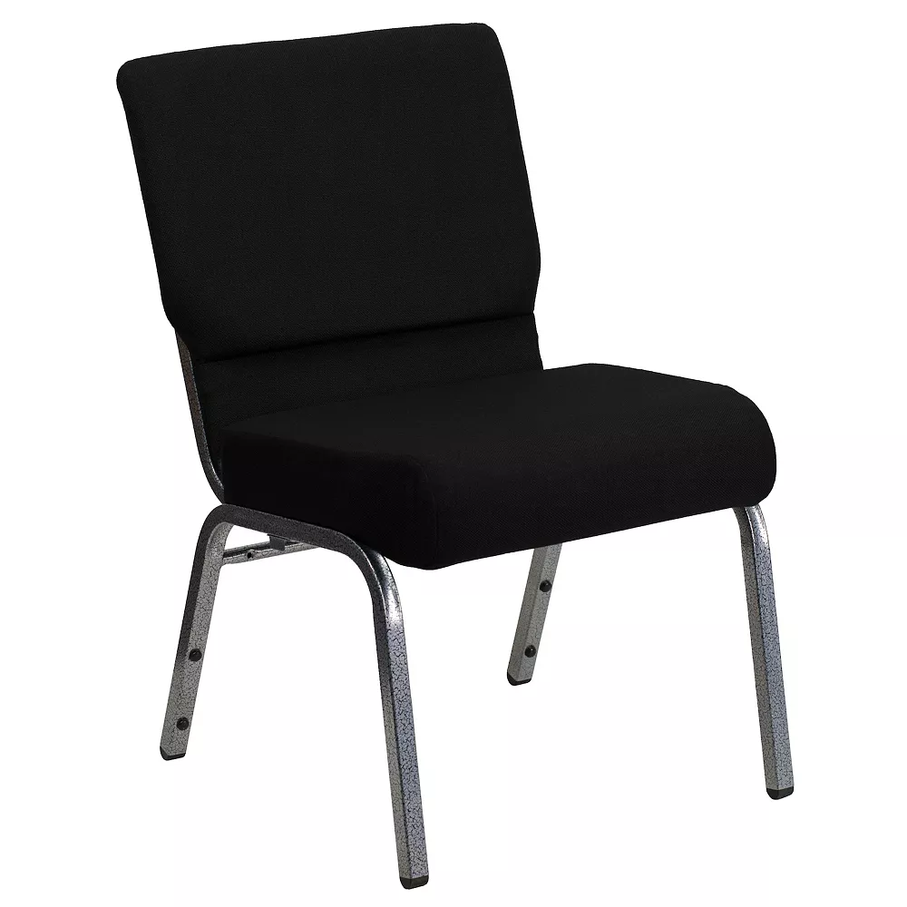 Emma And Oliver 21"W Stacking Church Chair In Black Fabric - Silver Vein Frame 3 Emma And Oliver 21"W Stacking Church Chair In Black Fabric - Silver Vein Frame