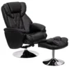 Emma And Oliver Transitional Multi-Position Recliner/Ottoman - Chrome Base In Black LeatherSoft -Home furnishings 5985737