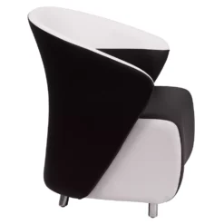 Emma And Oliver Black LeatherSoft Curved Barrel Lounge Chair With White Detailing -Home furnishings 6049057 ALT3