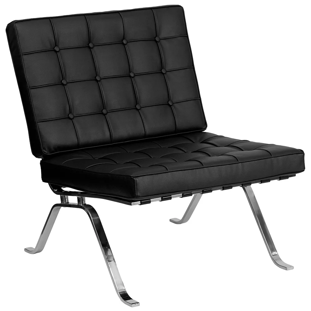 Emma And Oliver Black LeatherSoft Lounge Chair With Curved Legs 3 Emma And Oliver Black LeatherSoft Lounge Chair With Curved Legs