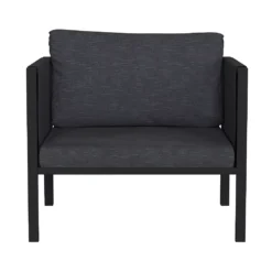 Emma And Oliver Adelina Indoor Outdoor Patio Lounge Chair, Black Steel Framed Club Chair With Charcoal Cushions And 2 Storage Pockets -Home furnishings 6049064 ALT3