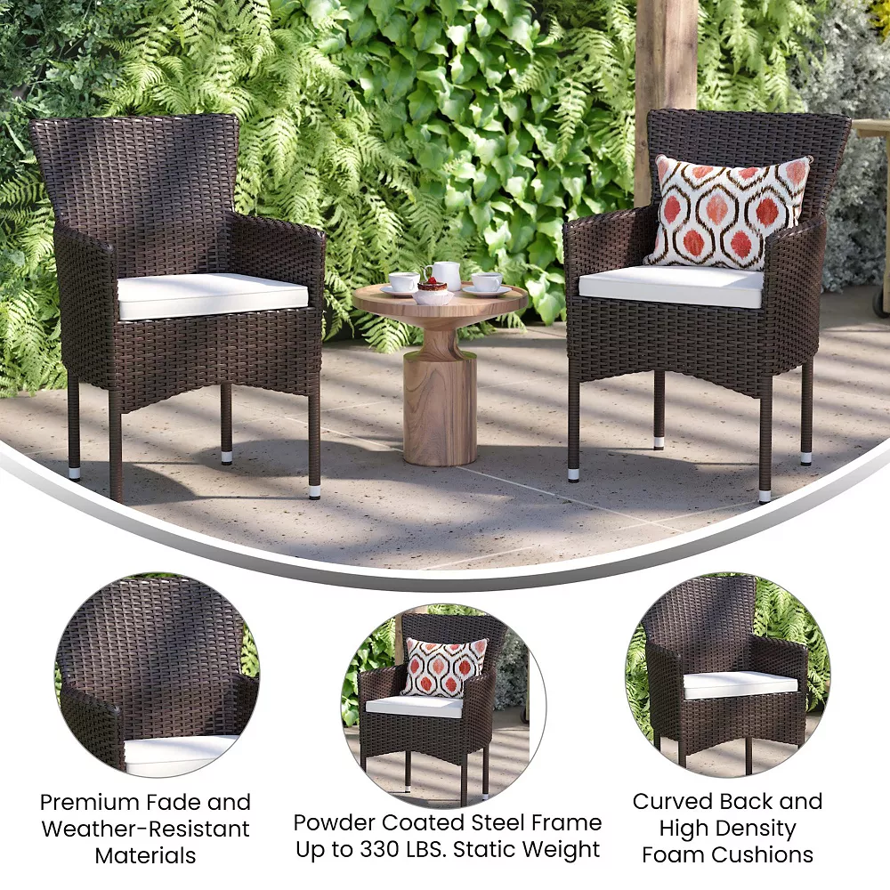 Emma And Oliver Ina Set Of 2 Modern Black Wicker Patio Chairs With Removable Gray Cushions For Indoor And Outdoor Use 5 Emma And Oliver Ina Set Of 2 Modern Black Wicker Patio Chairs With Removable Gray Cushions For Indoor And Outdoor Use - Image 3