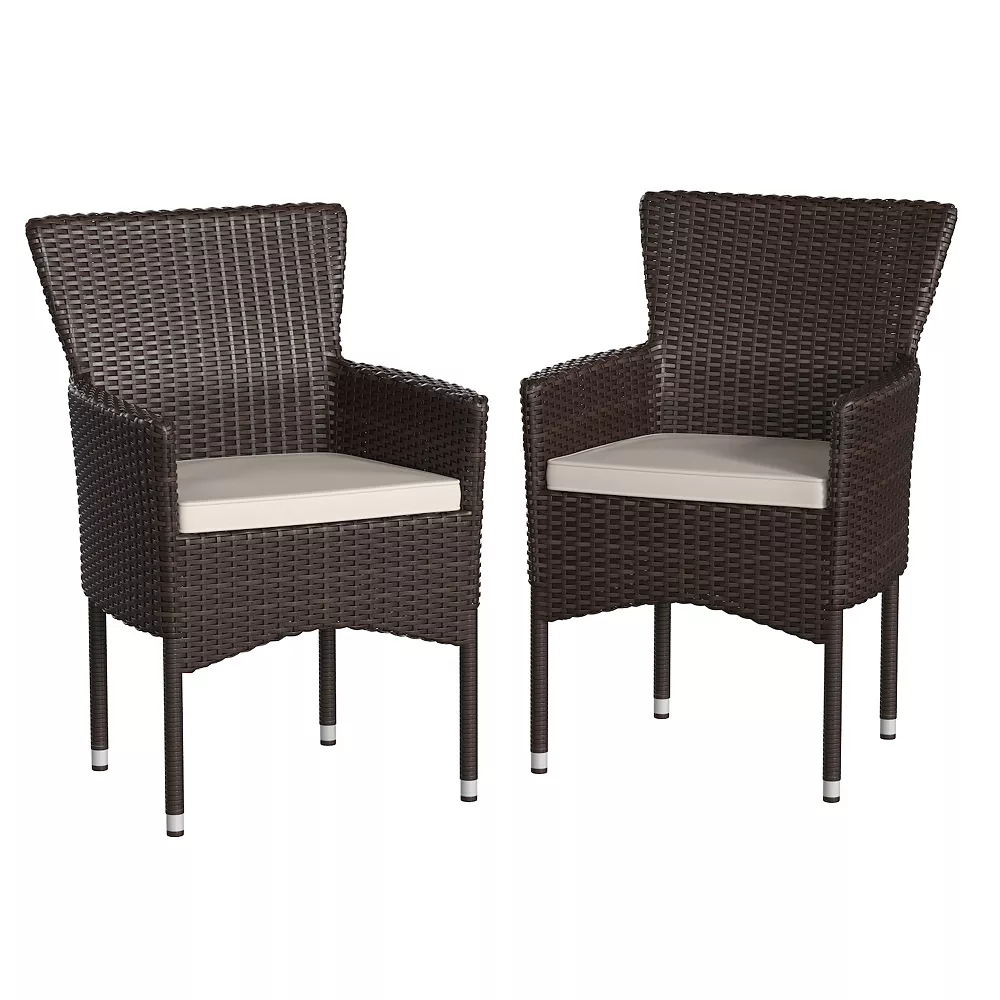 Emma And Oliver Ina Set Of 2 Modern Black Wicker Patio Chairs With Removable Gray Cushions For Indoor And Outdoor Use 3 Emma And Oliver Ina Set Of 2 Modern Black Wicker Patio Chairs With Removable Gray Cushions For Indoor And Outdoor Use