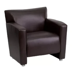 Emma And Oliver Black LeatherSoft Chair With Extended Panel Arms