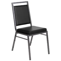 Emma And Oliver Square Back Banquet Stack Chair In Dark Gray Fabric - Wedding Party Event Chair