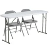 Emma And Oliver 5-Foot Plastic Folding Training Table Set With 2 Gray Metal Folding Chairs 2 Emma And Oliver 5-Foot Plastic Folding Training Table Set With 2 Gray Metal Folding Chairs -Home furnishings 6049085