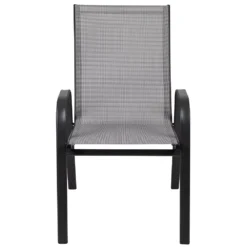 Emma And Oliver 5 Pack Navy Outdoor Stack Chair With Flex Comfort Material - Patio Stack Chair -Home furnishings 6049110 ALT2