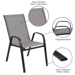 Emma And Oliver 5 Pack Navy Outdoor Stack Chair With Flex Comfort Material - Patio Stack Chair -Home furnishings 6049110 ALT3