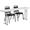 Emma And Oliver 6-Foot Plastic Folding Training Table Set With 2 Trapezoidal Back Stack Chairs -Home furnishings 6049111