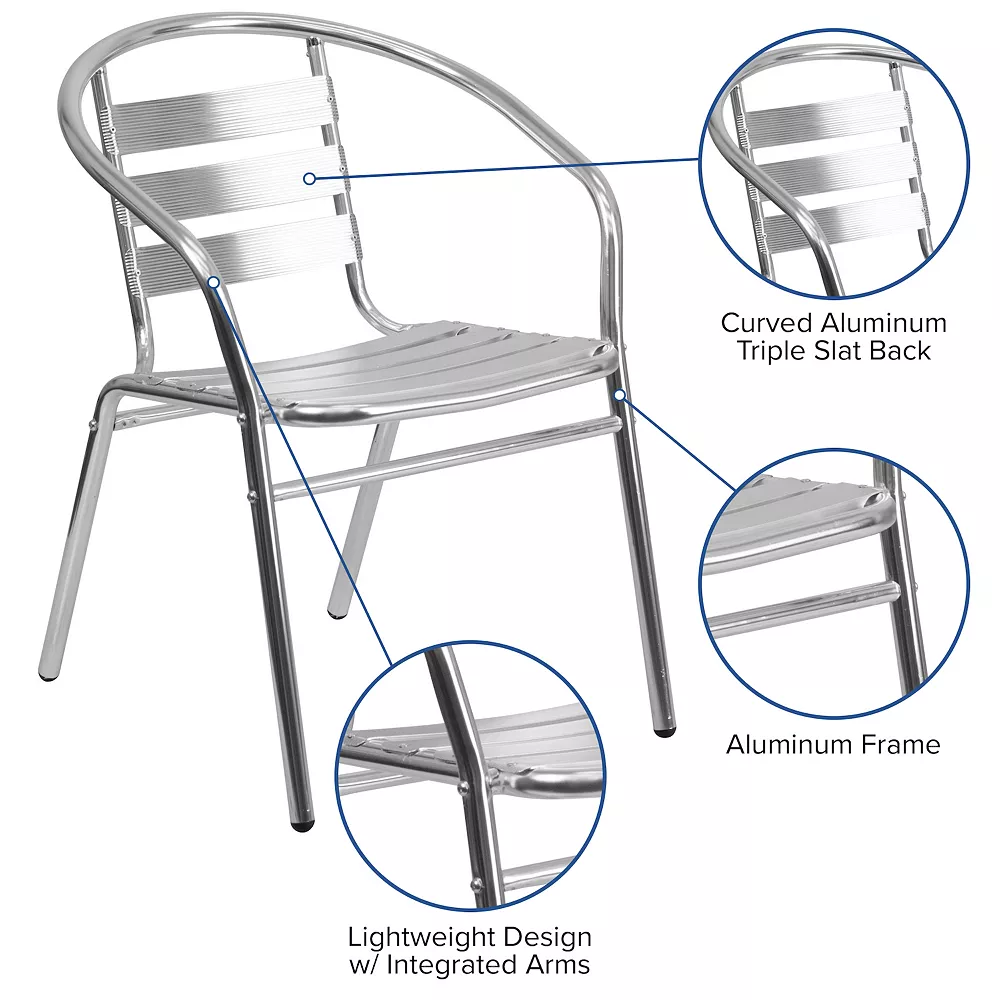 Emma And Oliver Aluminum Indoor-Outdoor Stack Chair With Triple Slat Back And Arms 5 Emma And Oliver Aluminum Indoor-Outdoor Stack Chair With Triple Slat Back And Arms - Image 3