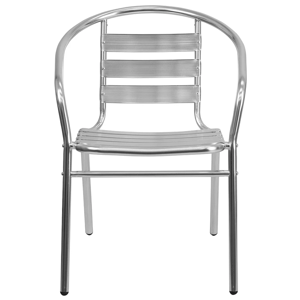 Emma And Oliver Aluminum Indoor-Outdoor Stack Chair With Triple Slat Back And Arms 6 Emma And Oliver Aluminum Indoor-Outdoor Stack Chair With Triple Slat Back And Arms - Image 4