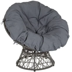 Emma And Oliver Swivel Patio Chair With Dark Gray Cushion