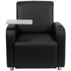 Emma And Oliver Gray LeatherSoft Tablet Arm Chair, Chrome Legs And Cup Holder -Home furnishings 6049133 ALT3