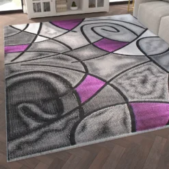 Emma And Oliver Urbane 8x10 Contemporary Abstract Geometric Olefin Accent Rug In Gradient Shades Of Gray And Purple With Natural Jute Backing -Home furnishings 6169753 ALT2