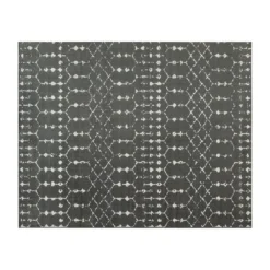 Emma And Oliver 8' X 10' Dark Gray And Ivory Geometric Style Modern Bohemian Design Area Rug