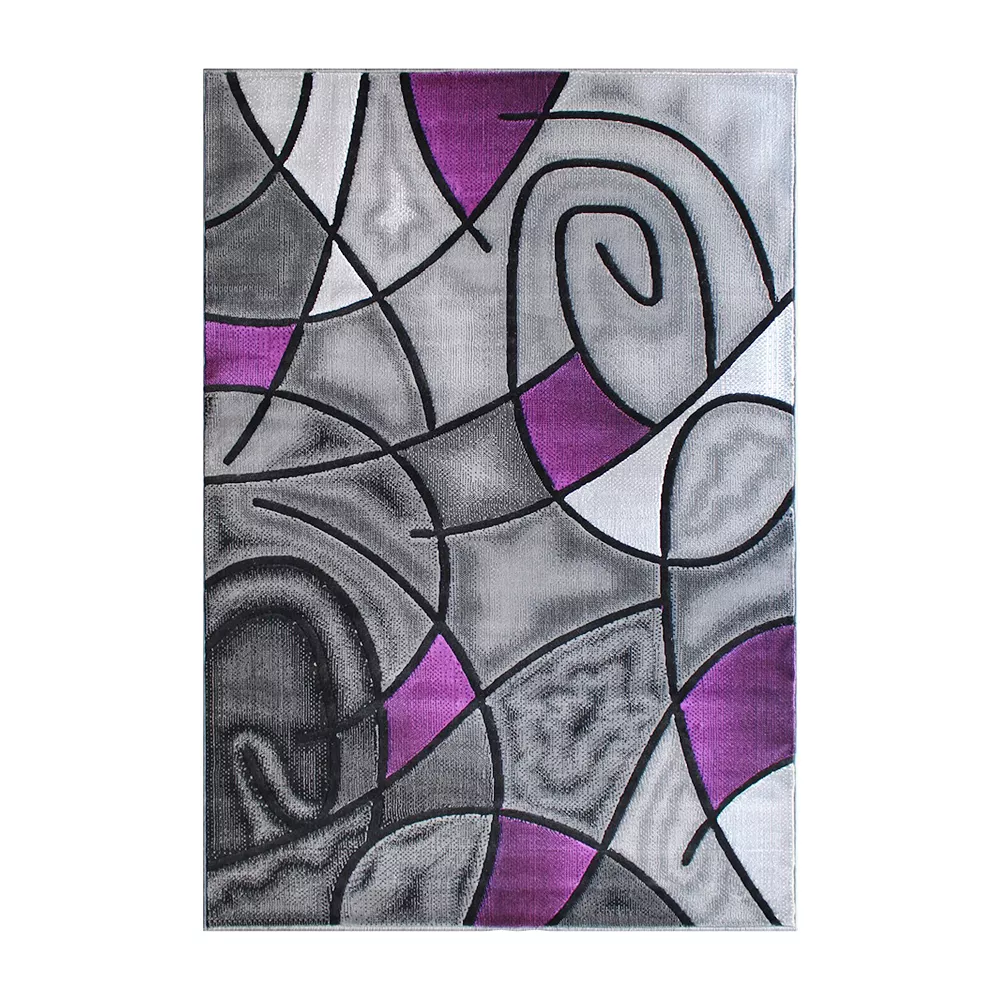 Emma And Oliver Urbane 4x6 Contemporary Abstract Geometric Olefin Accent Rug In Gradient Shades Of Gray And Purple With Natural Jute Backing 3 Emma And Oliver Urbane 4x6 Contemporary Abstract Geometric Olefin Accent Rug In Gradient Shades Of Gray And Purple With Natural Jute Backing