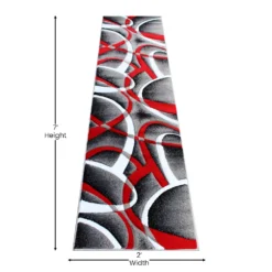 Emma And Oliver Cambre 2x7 Olefin Accent Rug With 3D Sculpted Intersecting Arch Design In Red, Gray, Black And White With Jute Backing -Home furnishings 6169809 ALT3