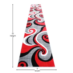 Emma And Oliver Modal 3x16 Accent Rug With Modern 3D Sculpted Swirl Pattern And Varied Texture Piling In Red, Black, White & Gray -Home furnishings 6169831 ALT3