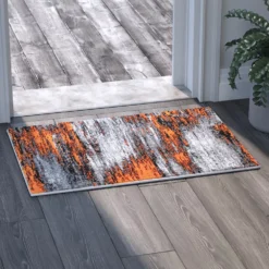 Emma And Oliver Oakland 2x3 Ultra Soft Shaded Look Olefin Accent Rug In Gray, Black & Orange With Natural Jute Backing 8 Emma And Oliver Oakland 2x3 Ultra Soft Shaded Look Olefin Accent Rug In Gray, Black & Orange With Natural Jute Backing -Home furnishings 6169836 ALT2
