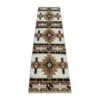 Emma And Oliver Santa Fe 2x7 Ivory Olefin Accent Rug With Complementary Southwestern Pattern In Beige, Black And Brown And Jute Backing