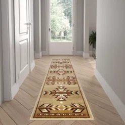 Emma And Oliver Reno 2x7 Olefin Accent Runner With Southwestern Geometric Arrow Design In Brown, Black, Beige & Ivory And Natural Jute Backing -Home furnishings 6169975 ALT